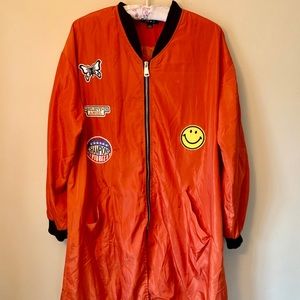 Orange Patch Long Bomber Jacket